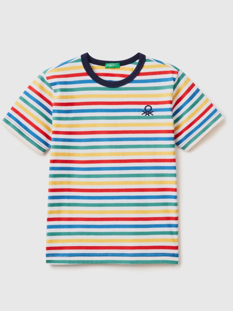 Short Sleeve T shirts Benetton Rebajas A Rayas 100 Algodon Ninos Multi color